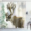 Winter Forest Shower Curtain With Deer Print For A Cozy Bathroom