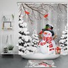 Winter Forest Snowman Shower Curtain With Cardinals And Snowflakes