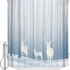 Winter Forest Woods Wild Animals White Deer Elk Trees Shower Curtain