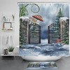 Winter Garden Mushrooms Christmas Shower Curtain - Waterproof Fabric Bathroom Decor