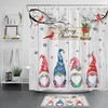 Winter Gnome Shower Curtain Rustic Board Snowflake Bathroom Decorations