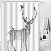 Winter Holiday Deer and Birds Silhouette Shower Curtain 