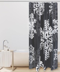 Winter Holidays and Christmas Snowflake Print Fabric Shower Curtain for Celebratory Bathroom
