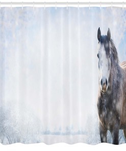 Winter Landscape Grey Horse In The Wilderness Shower Curtain