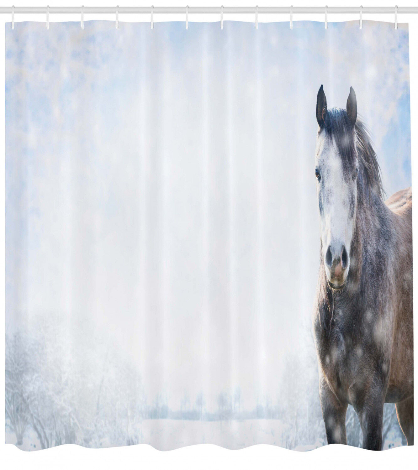 Winter Landscape Grey Horse In The Wilderness Shower Curtain
