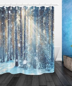 Winter Mittens and Snowflakes Shower Curtain
