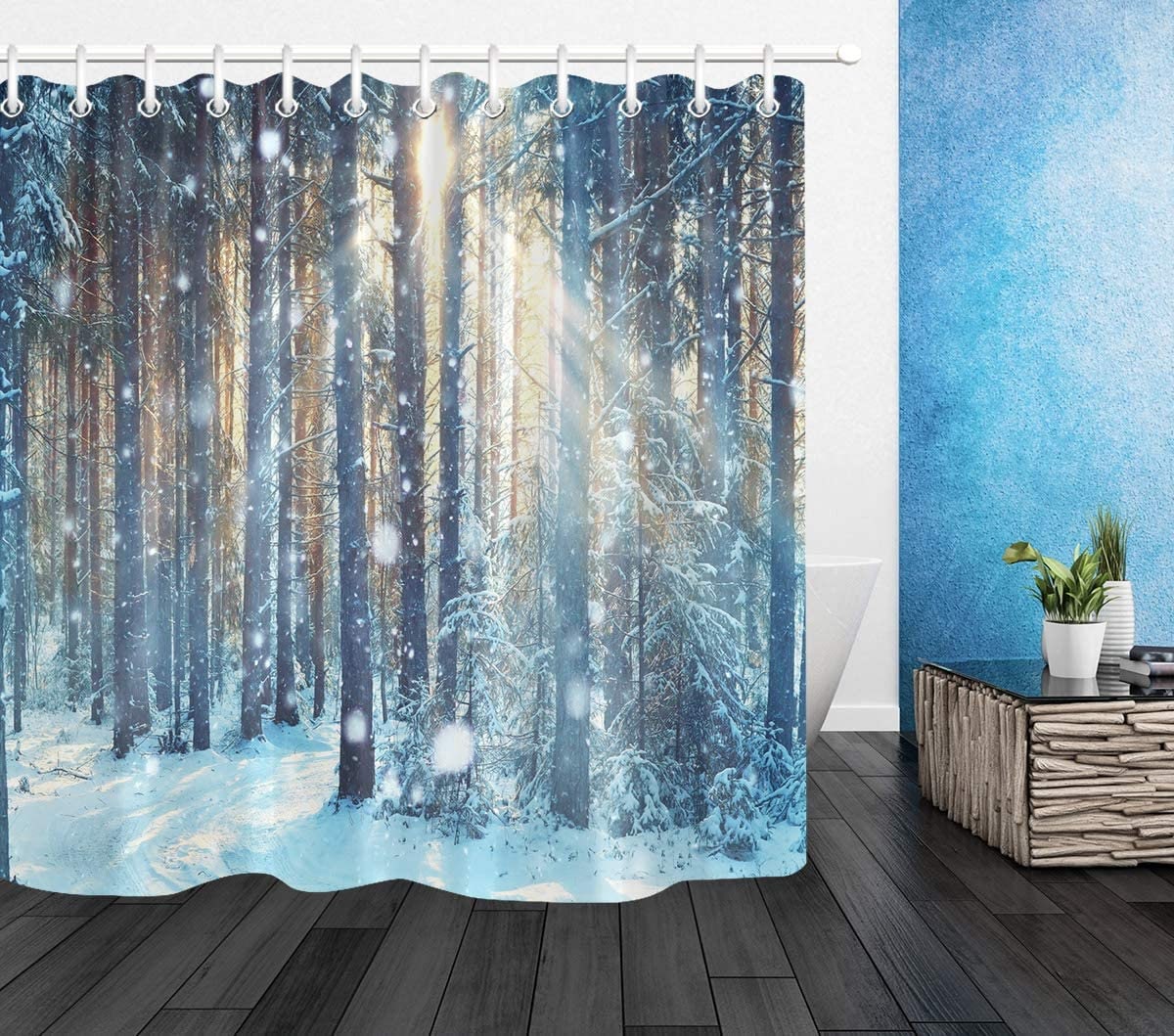 Winter Mittens and Snowflakes Shower Curtain