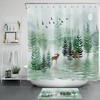 Winter Night Lakeside Pine Forest Shower Curtain 