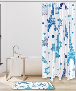 Winter Paris Eiffel Tower Shower Curtain for Bathroom Decor