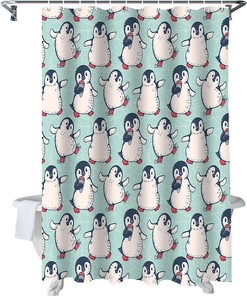 Winter Penguin Baby Dancing and Cute Penguin Print Shower Curtain for Bathroom Decor