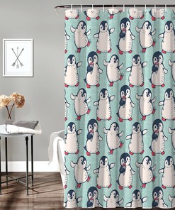 Winter Penguin Baby Dancing and Cute Penguin Print Shower Curtain for Bathroom Decor