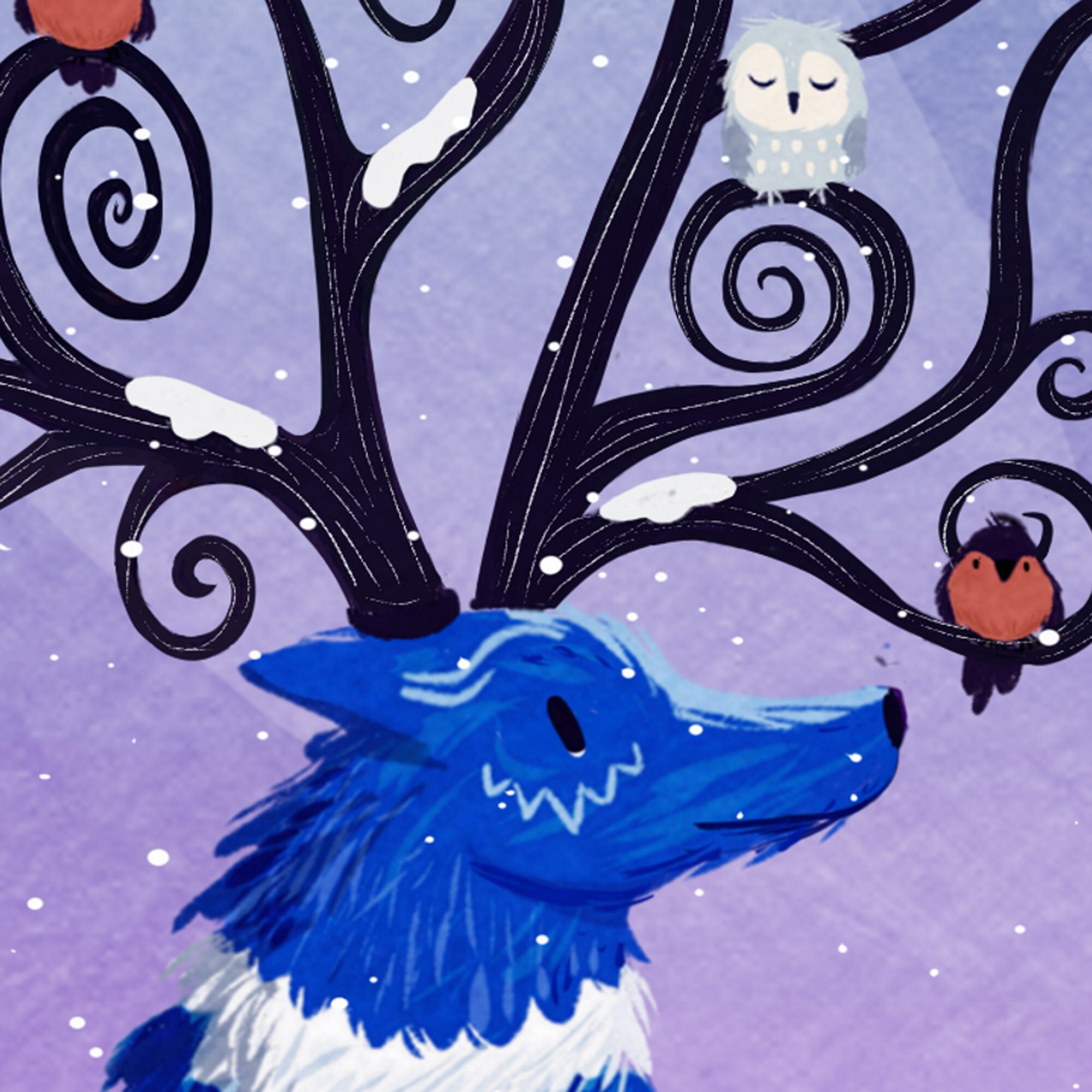 Winter Reindeer Print Shower CurtainNordic Art Nature Bathroom Decor for Women & Kids