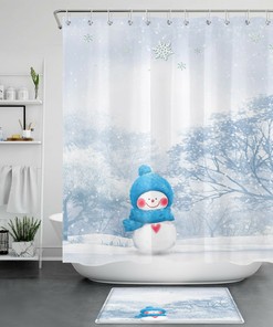 Winter Snow Forest Snowflake Print Shower Curtain for Your Bathroom