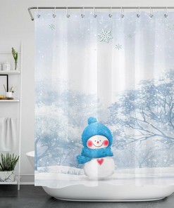 Winter Snow Forest Snowflake Print Shower Curtain for Your Bathroom