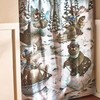 Winter Snow Fun Fabric Shower Curtain with Bear, Moose, Sled and Ski