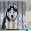 Winter Snow Siberian Husky Dog Shower Curtain Cute Animal Puppy Pets Bath Curtains - A Cute Addition To Your Bathroom