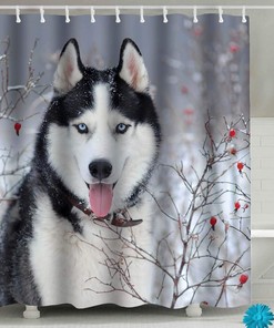 Winter Snow Siberian Husky Dog Shower Curtain Cute Animal Puppy Pets Bath Curtains - A Cute Addition To Your Bathroom