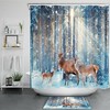 Winter Snow Sunshine Deer Shower Curtain - Rustic Bathroom Decor with Vintage-Inspired Print and Waterproof Fabric