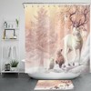 Winter Snowflake Animals Featuring Reindeer Print Shower Curtain For Festive Bathroom Decor
