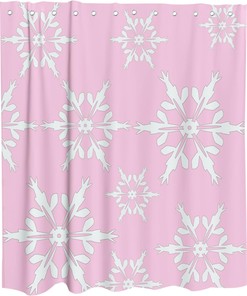 Winter Snowflake Christmas Pattern Fabric Shower Curtain in Pink