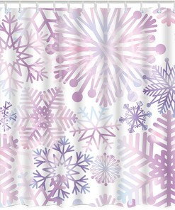 Winter Snowflake Crystal Snowfall in Christmas Shower Curtain for Festive Decor