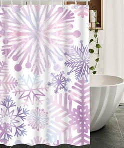 Winter Snowflake Crystal Snowfall in Christmas Shower Curtain for Festive Decor