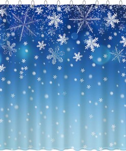 Winter Snowflake Shower Curtain With Bokeh Sequin Print For Christmas Bathroom Decor