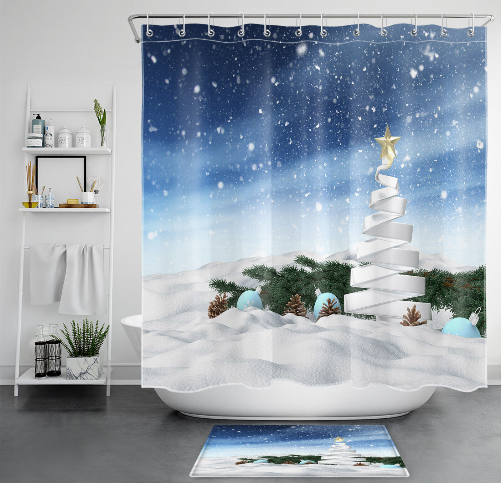Winter Snowflake Star Shower Curtain