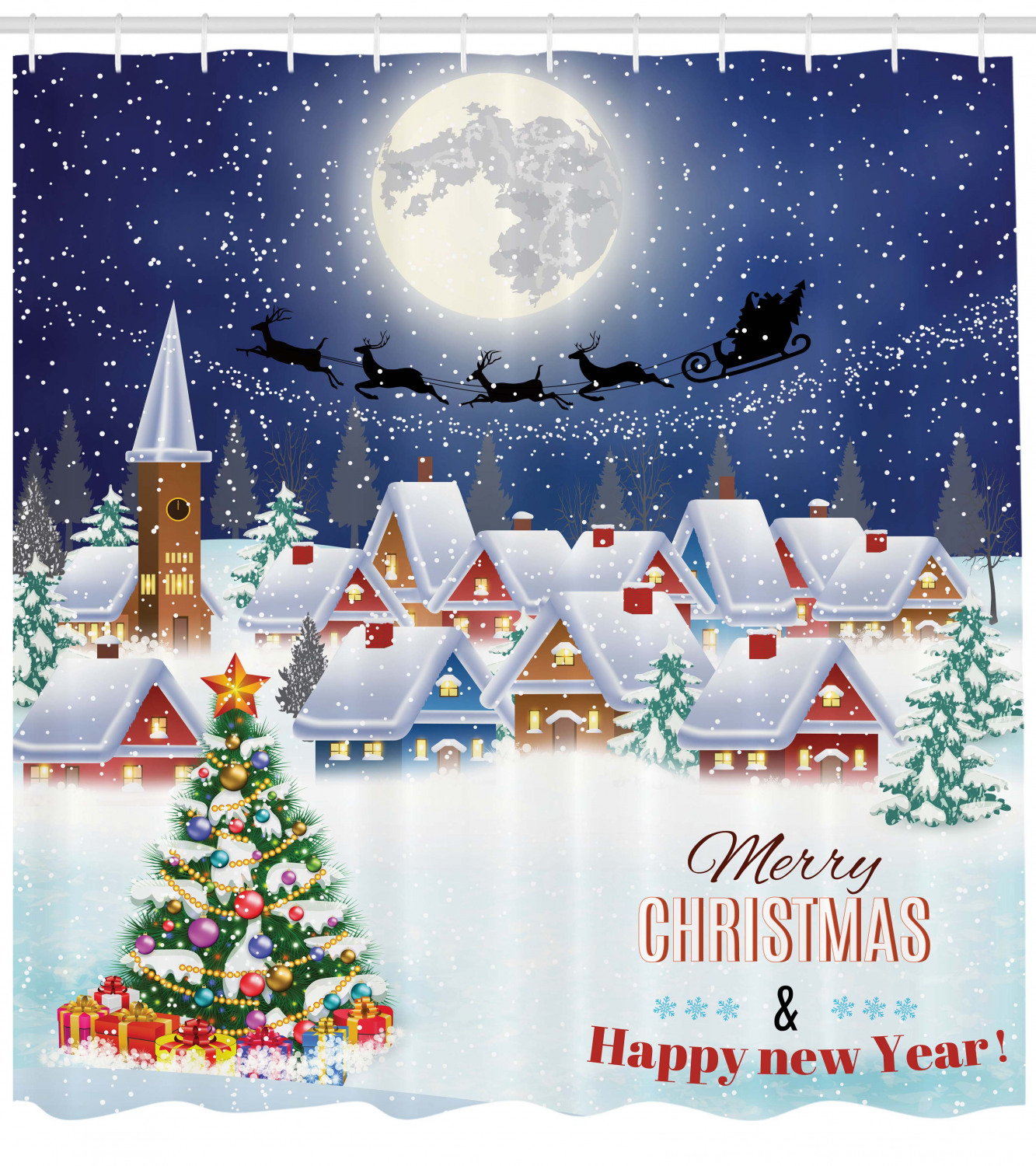 Winter Snowflakes Print Shower Curtain For Festive Bathroom Decor - Image 2