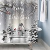 Winter Snowman Tree Cardinal Bird Snowflake Shower Curtain - Festive Bathroom Decor