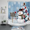 Winter Snowman and Snowflake Bathroom Decor Shower Curtain for Holiday Season