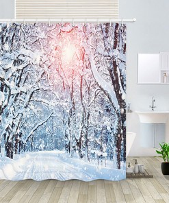 Winter Sun Shower Curtain - Warm your bathroom decor with this cozy fabric shower curtain.