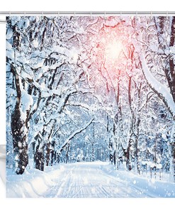 Winter Sun Shower Curtain - Warm your bathroom decor with this cozy fabric shower curtain.