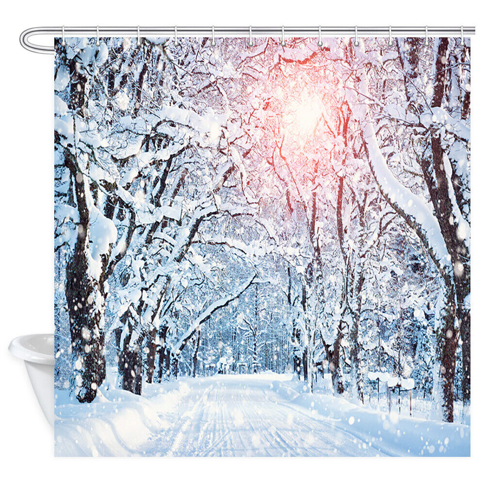 Winter Sun Shower Curtain - Warm your bathroom decor with this cozy fabric shower curtain.