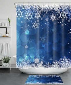 Winter Village Snowflake Shower Curtain - Christmas Bathroom Accessories