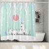 Winter Village Sun Snowflakes Houses Printed Showers Curtain for Bathtub Decorations 