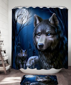 Winter Wolf Shower Curtain For Animal Lover Bathroom Decor