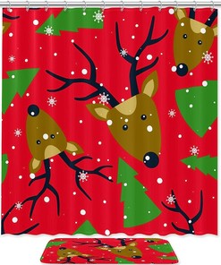 Winter Wonderland Deer And Snowflake Shower Curtain For Bathroom