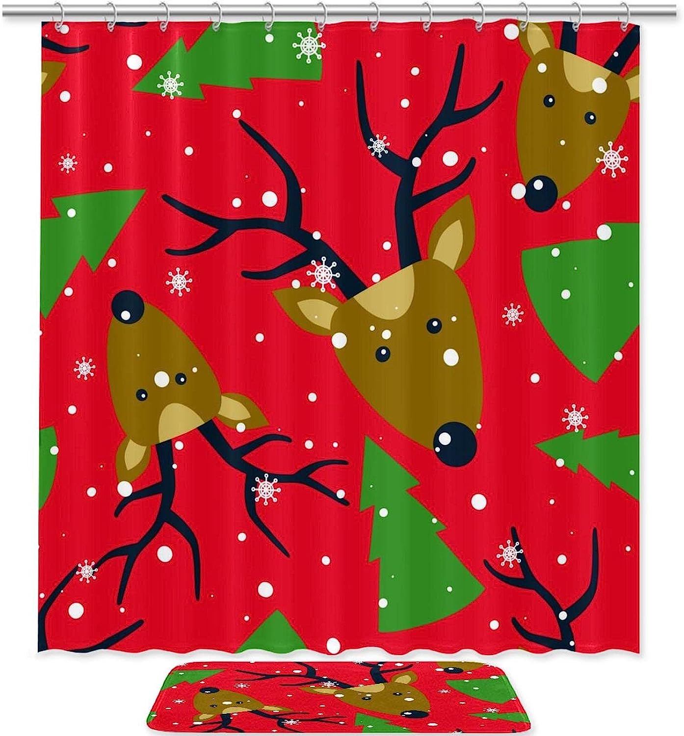 Winter Wonderland Deer And Snowflake Shower Curtain For Bathroom
