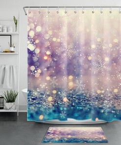 Winter Wonderland Shower Curtain With Snowflake Nature Scenery Print 