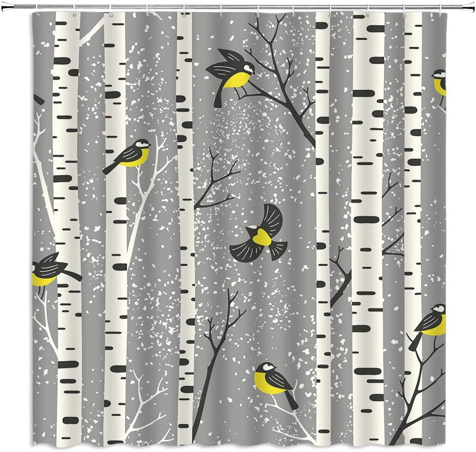 Winter Wonderland Shower Curtain With Snowing Aspen Forest Design