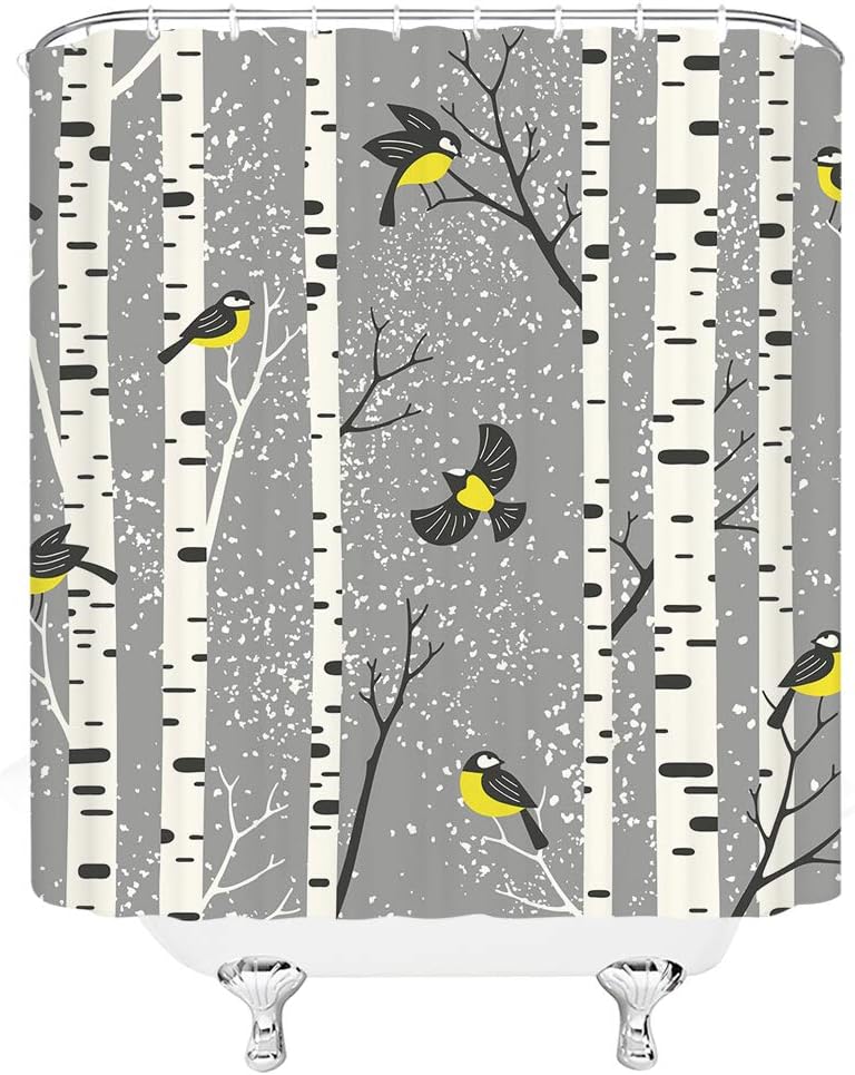 Winter Wonderland Shower Curtain With Snowing Aspen Forest Design - Image 3