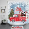 Winter Wonderland Shower Curtain featuring World Christmas Tree Farm Cows Truck Snow