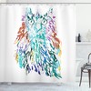 Wise Owl with Fluffy Feathers Abstract Print Ethnic Shower Curtain 