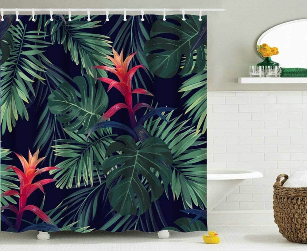 Wisteria Flower Botanical Leaf Floral Shower Curtain Spring Waterproof