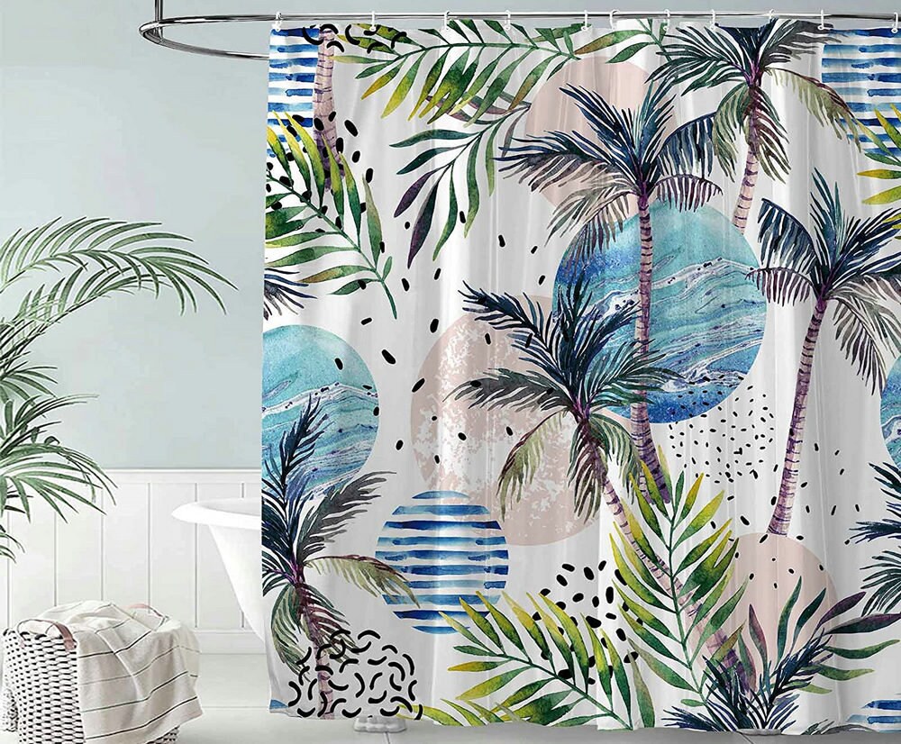 Wisteria Flower Botanical Leaf Floral Shower Curtain Spring Waterproof