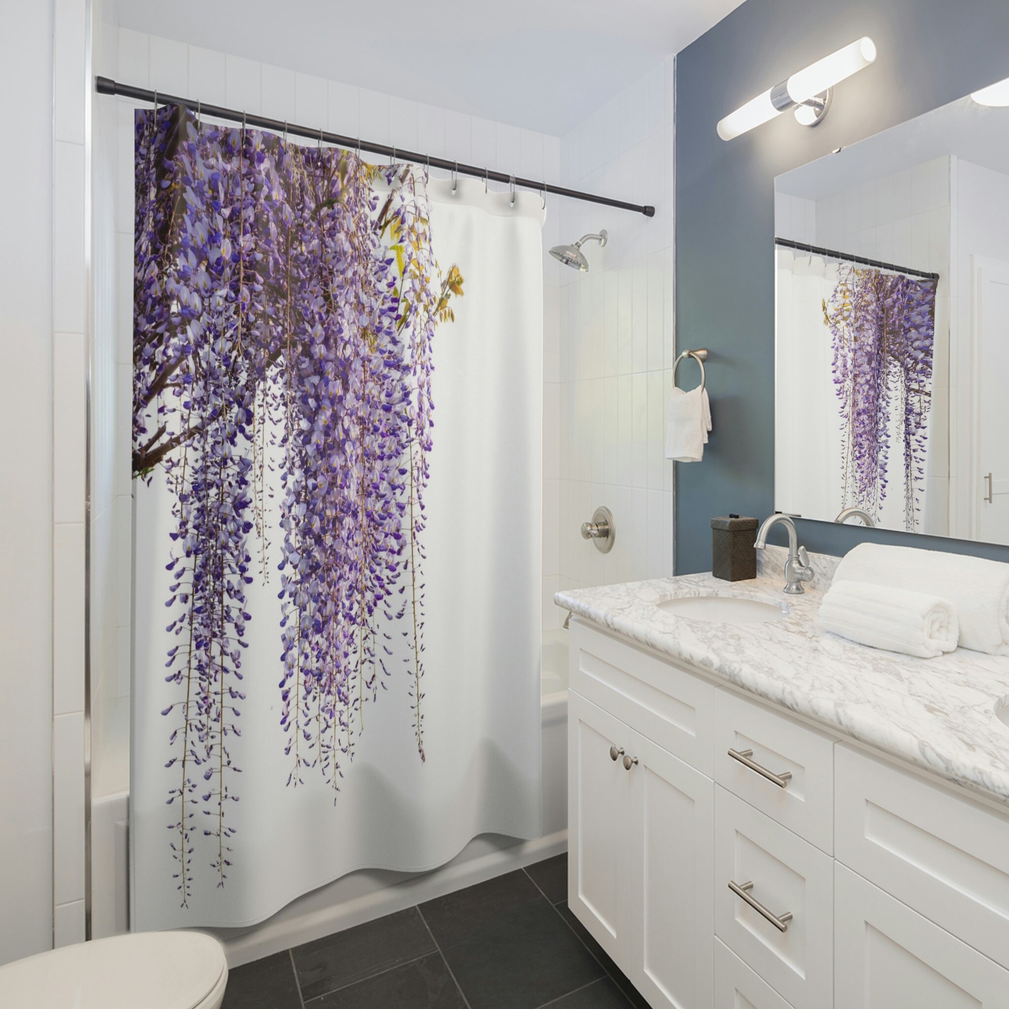 Wisteria Purple Flower Shower curtain for Spring Decor and Home Accessories