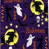 Witch And Ghost Halloween Shower Curtain - Purple, Yellow, And Black Theme