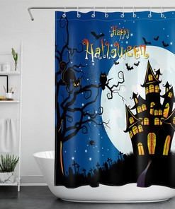 Witch And Gnome Full Moon Halloween Shower Curtain - Festive And Fun