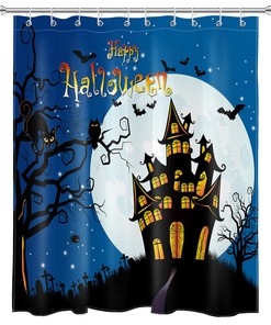 Witch And Gnome Full Moon Halloween Shower Curtain - Festive And Fun